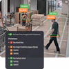 Workplace safety monitoring system detecting PPE violations with AI confidence scores on construction site workers and equipment