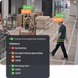 Workplace safety monitoring system detecting PPE violations with AI confidence scores on construction site workers and equipment